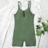 Athletic Boyshort Modest Half Zip Scoop Neck Surf Brazilian One Piece Swimsuit