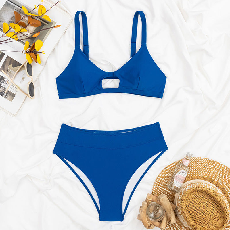 Athletic High Waist Cheeky Cutout Bralette Brazilian Two Piece Bikini Swimsuit