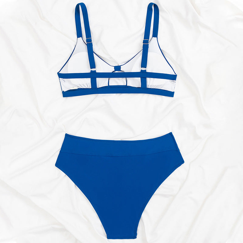 Athletic High Waist Cheeky Cutout Bralette Brazilian Two Piece Bikini Swimsuit