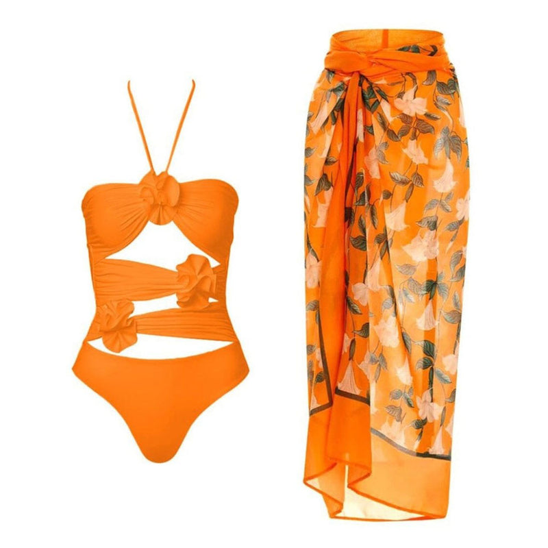 Bohemian Floral Print Tie Up High Waist High Split Maxi Cover Up Sarong