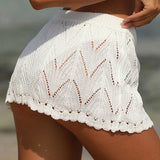 Boho Chic Drawstring High Waist Brazilian Beach Crochet Cover Up Mini Skirt