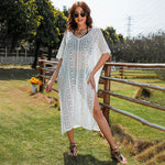 Breezy Oversized Pullover Split Brazilian Beach Crochet Cover Up Midi Dress