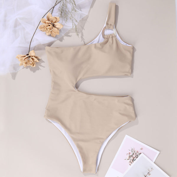 Classic Oversized O Ring One Shoulder Cutout Brazilian One Piece Swimsuit