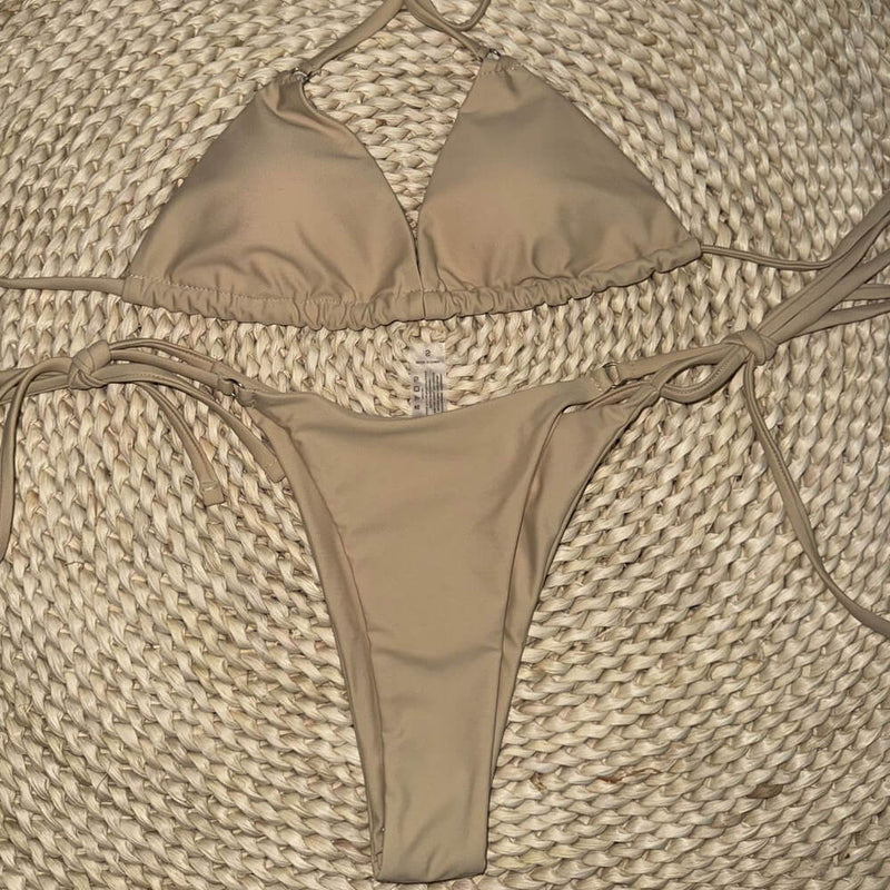 Classic Strappy Halter Tie Triangle Brazilian Two Piece Bikini Swimsuit