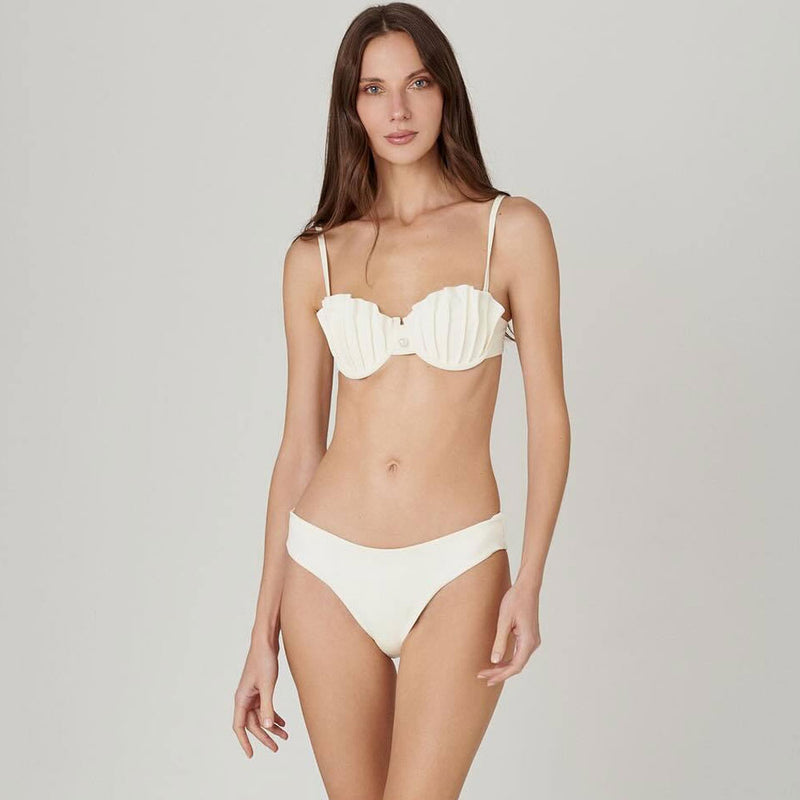 Elegant Shell Underwire Cheeky Brazilian Two Piece Bikini Swimsuit