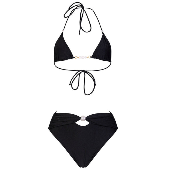 Luxury Beaded High Waist Micro Triangle Brazilian Two Piece Bikini Swimsuit