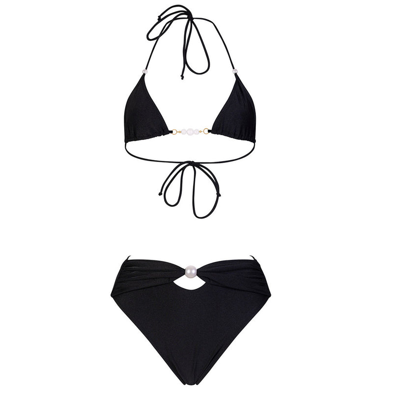 Luxury Beaded High Waist Micro Triangle Brazilian Two Piece Bikini Swimsuit