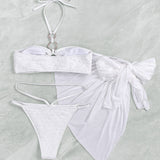 Sexy Crinkled Cheeky String O Ring Bandeau Brazilian Two Piece Bikini Swimsuit