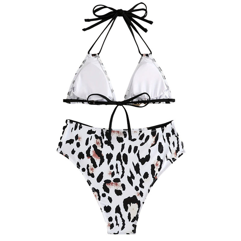 Sexy Cutout Strappy High Waist Leopard Print Brazilian Two Piece Bikini Swimsuit