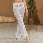 Sexy High Waist Tie Brazilian Crochet Knit Beach Cover Up Wide Leg Pants