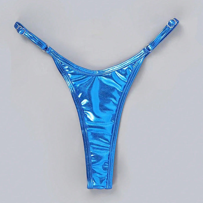 Sexy Metallic Faux Patent Leather Skimpy String Thong Brazilian Bikini Bottom