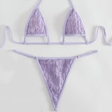 Sexy Petal Effect String Thong Cutout Micro Triangle Brazilian Two Piece Bikini Swimsuit