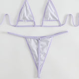 Sexy Petal Effect String Thong Cutout Micro Triangle Brazilian Two Piece Bikini Swimsuit