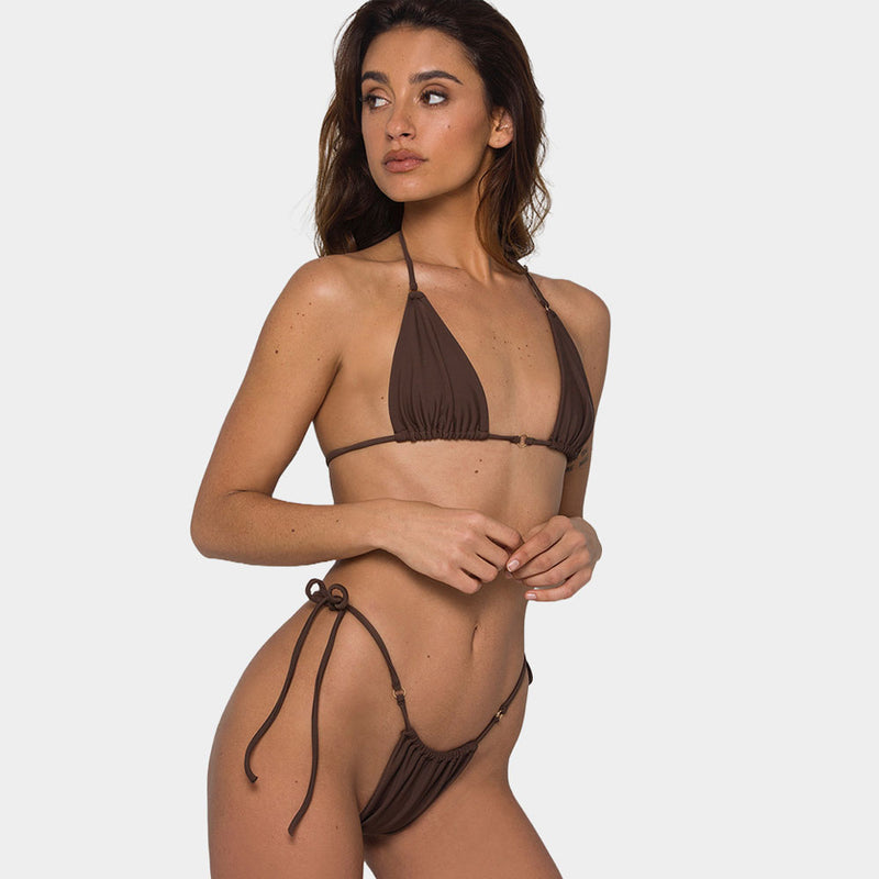 Sexy Tie String Cheeky Thong Micro Triangle Brazilian Two Piece Bikini Swimsuit