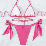 Shimmer Crystal Wrap Cheeky Triangle Brazilian Two Piece Bikini Swimsuit