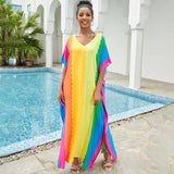 Vacation Ready Butterfly Print Short Sleeve Brazilian Caftan Cover Up Maxi Dress