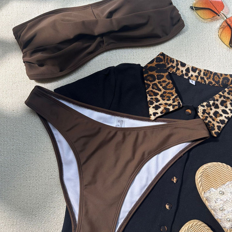 Vintage High Cut Cheeky Twisted Bandeau Brazilian Two Piece Bikini Swimsuit