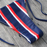 Nautical Striped Slide Triangle String Brazilian Two Piece Bikini Swimsuit