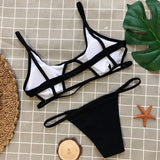 Cutout String Thong Strappy Bralette Brazilian Two Piece Bikini Swimsuit