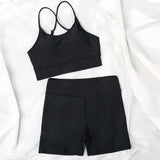 Active Boyshort Crisscross Bralette Brazilian Two Piece Bikini Swimsuit