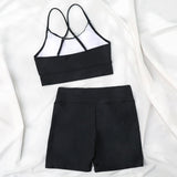 Active Boyshort Crisscross Bralette Brazilian Two Piece Bikini Swimsuit