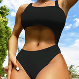 Asymmetric Cutout High Cut O Ring Brazilian One Piece Swimsuit