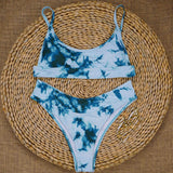 Bicolor Tie Dye High Cut Bralette Brazilian Two Piece Bikini Swimsuit