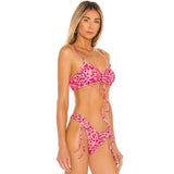 Boho Floral High Cut Tie String Brazilian Two Piece Bikini Swimsuit