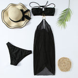 Breathtaking Mesh Trim O Ring Halter Brazilian Two Piece Bikini Swimsuit