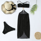Breathtaking Mesh Trim O Ring Halter Brazilian Two Piece Bikini Swimsuit