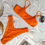 Bright Color High Cut Terry Bralette Brazilian Two Piece Bikini Swimsuit
