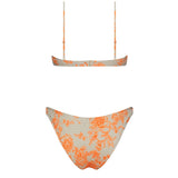 Floral Print High Cut Shirred Underwire Brazilian Two Piece Bikini Swimsuit