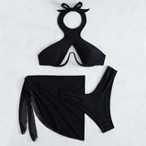Gorgeous Sarong High Cut Cutout Underwire Brazilian Three Piece Bikini Swimsuit