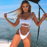 High Cut Chain Strap Cutout Brazilian One Piece Swimsuit