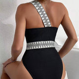 High Cut Cutout O Ring One Shoulder Brazilian One Piece Swimsuit