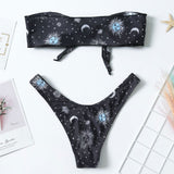 High Cut Sun and Moon Bandeau Brazilian Two Piece Bikini Swimsuit