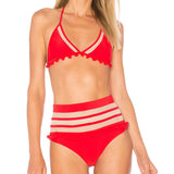 High Waist Pompon Triangle Brazilian Two Piece Bikini Swimsuit