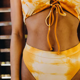 High Waist Tie Dye Lace UP Bandeau Brazilian Two Piece Bikini Swimsuit