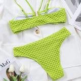 Metallic Notch High Cut Cheeky Textured Brazilian Two Piece Bikini Swimsuit