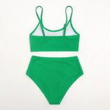 Pretty High Waist Shirred Bralette Brazilian Two Piece Bikini Swimsuit