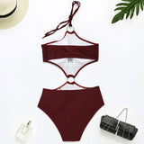 Sexy Cut Out O Ring Halter Monokini Brazilian One Piece Swimsuit