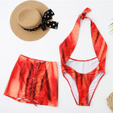 Sexy High Cut Cutout Cross Halter Open Back Brazilian One Piece Swimsuit
