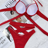 Sexy High Cut High Waist Cutout Halter Brazilian Two Piece Bikini Swimsuit