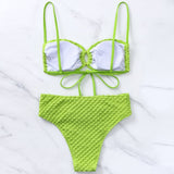 Sexy High Waist Textured Bralette Brazilian Two Piece Bikini Swimsuit
