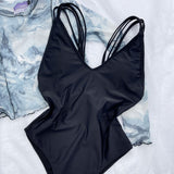 Sexy Strappy Low Back V Neck Cheeky Brazilian One Piece Swimsuit