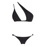 Sexy Cutout Bowknot One Shoulder Brazilian Two Piece Bikini Swimsuit