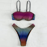 Tropical Leaf High Cut Underwire Brazilian Two Piece Bikini Swimsuit