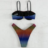 Tropical Leaf High Cut Underwire Brazilian Two Piece Bikini Swimsuit