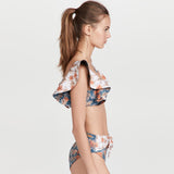 Tropical Print High Waist Ruffle Bralette Brazilian Two Piece Bikini Swimsuit
