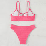 Unique Shirred High Cut Ruffle Notch Brazilian Two Piece Bikini Swimsuit